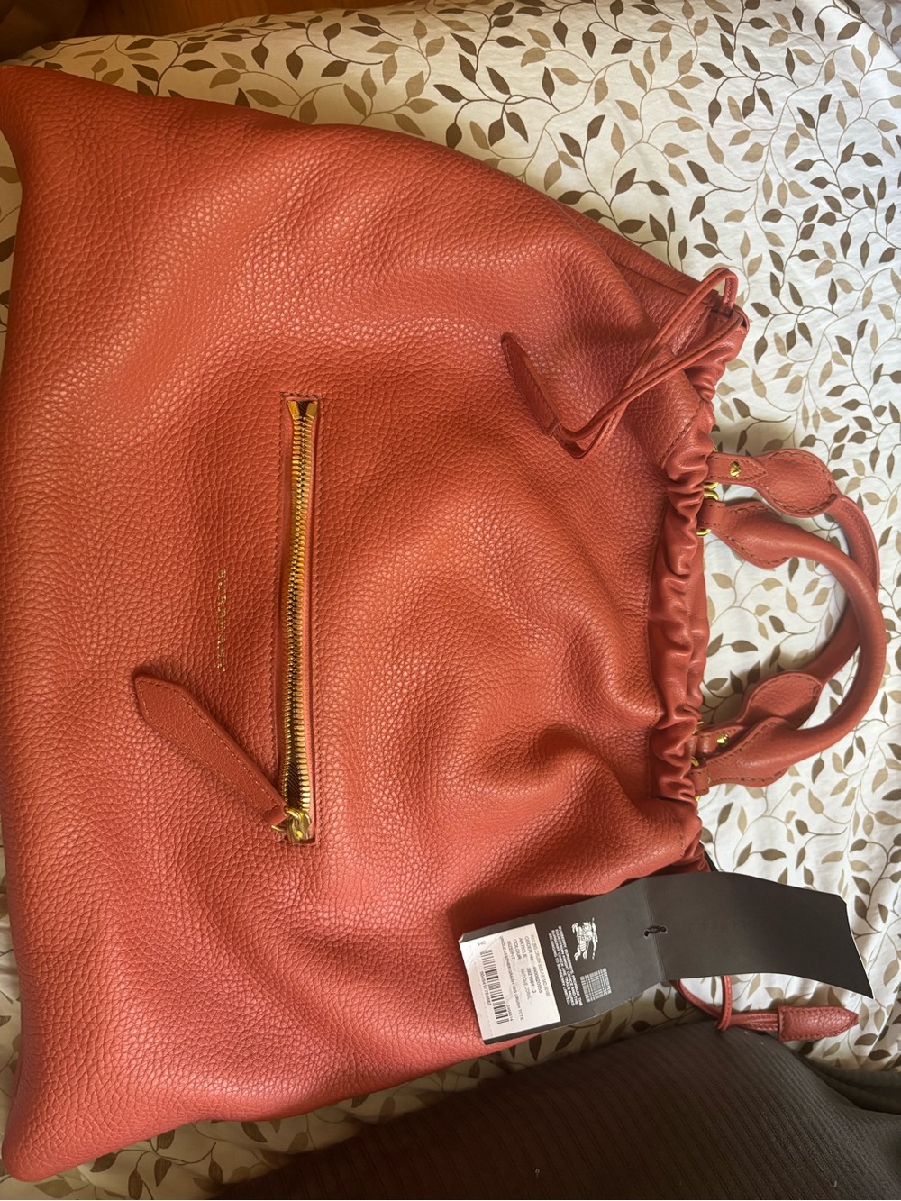 Burberry Prorsum Big Crush Antique Coral Leather Tote